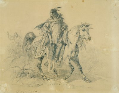 Blackfeet warrior on horseback, c.1833-43 by Karl Bodmer